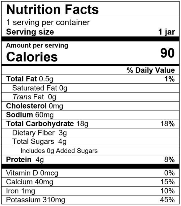 Nutrition Facts Garden Veggies & Rice